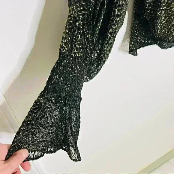 NEW Nili Lotan Devon Blouse Gold Velvet Y2K 90s Minimalist Party Romantic Silk - Picture 5 of 7